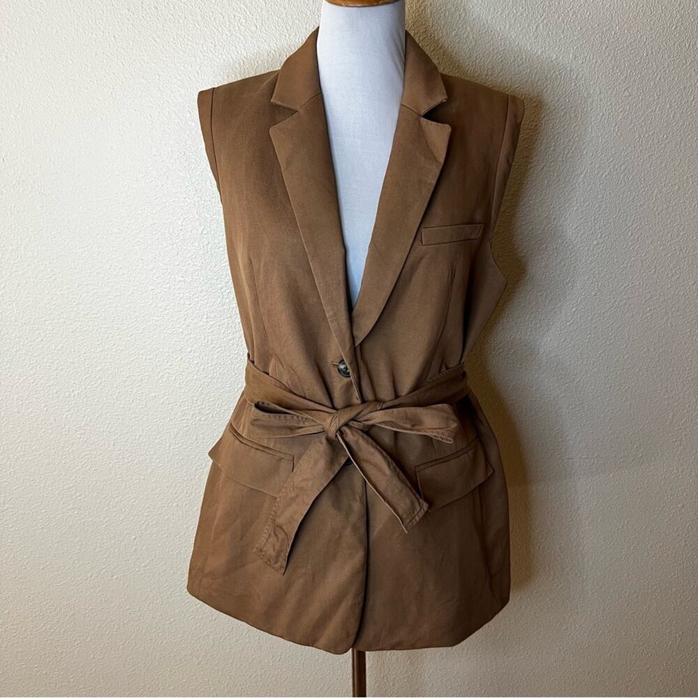 Everlane The Tencel khaki sleeveless blazer vest 10
